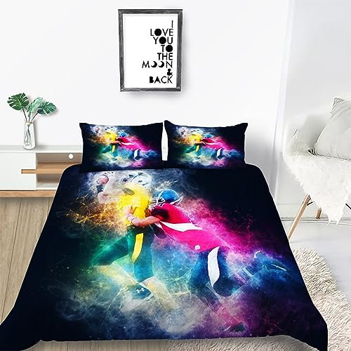 Bettwäsche Set Bettbezug 135x200 Weich Bequem Atmungsaktiv Hypoallergen Mikrofaser Bettbezüge + 2 Kissenbezug,Geeignet für Jungen Mädchen Kinder - (Rugby)