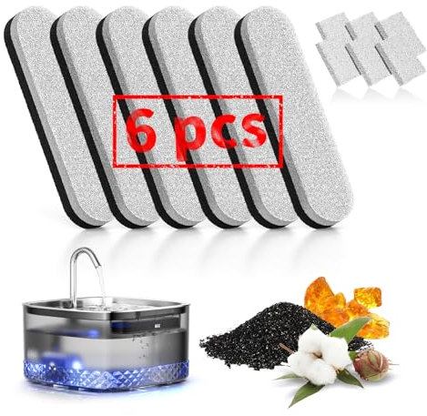 Cat Water Fountain Filters for LUVMYPETT WF220 75oz/2.2L Water Dispenser, Replacement Pet Filter Cartridges for Dogs Cats Water Fountain,Activated Carbon 3-Layer Filtration,6 Pack/Box