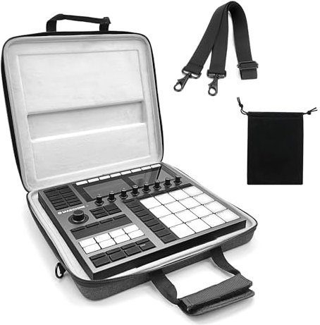 Musiin Premium-Hartschalen-Reisetasche aus Samt für Native Instruments Maschine+Plus NI MK3 Drum Controller und analoges Gerät mit Riemen (Grau)