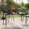 FIRBNUS Esstisch für den Garten, Schwarz, 160 x 80 x 74 cm, Stahl und gehärtetes Glas, Esstisch, Esstisch, Couchtisch, Glastisch, Gartentisch, quadratischer Tisch