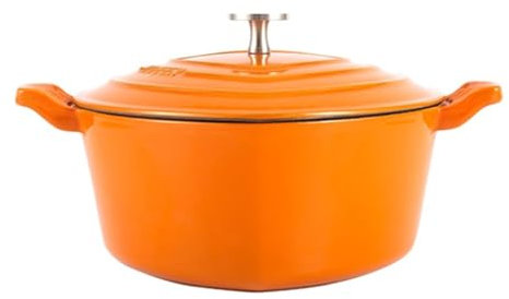 YLWX Bräter Induktion Backofengeeignet, Schmorpfanne, Emaille Topf Mit Deckel, Herzförmiger Speziell Geformter Cocotte-Suppentopf, Schwarz-weiß Emaillierter Geschmorter Tontopf(Color:Heart Orange 22CM