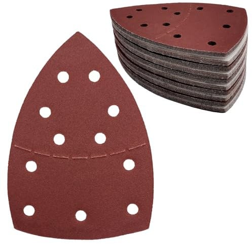 50 Stück Schleifpapier Dreieckschleifer 11-Loch Schleifpads 180 Körnung Klett Schleifpapier Mouse Schleifpapier Schleifblätter für Dreieckschleifer 155 x 108 mm