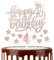 12 Pcs Happy Birthday Candles Cake Toppers, Gold Rose Number 4 Candle for Cake, Cake Candles for 4th Birthday Decorations, Heart Star Cake Toppers for Boys Girls Birthday Party 4th Wedding Anniversary