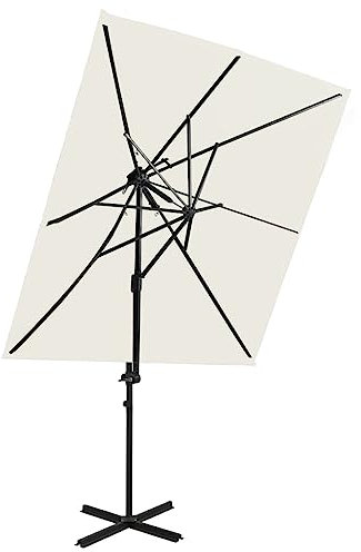 Youuihom Picknick-Regenschirm Deck Schirme Strand Schirme Ampelschirm mit Lüftung Sandfarben 250x250 cm Geeignet für Café, Gärten, Schwimmbäder