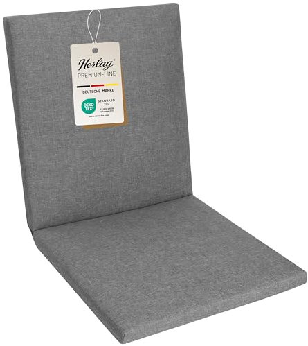 Herlag Niedriglehner-Polsterauflage Sunny 103x50x4cm | Wetterfeste Gartenmöbelauflage | Waschbarer Bezug mit RV | Wasserfest & UV-Schutz | Öko Tex 100 | 1 Polster | Grau