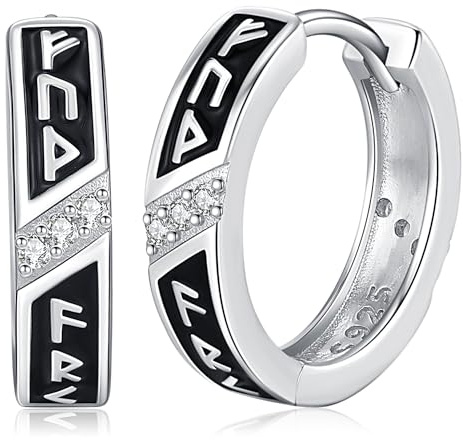 Wikinger Ohrringe für Herren Frauen, 925 Sterling Silber Nordische Wikinger Ohrringe Viking Rune Ohrschmuck Schmuck Weihnachts Geschenke für Herren Damen