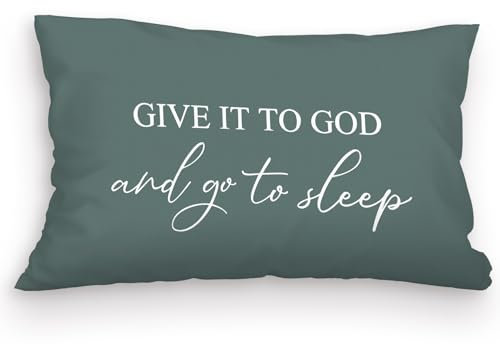 kdqua Give It to God and Go to Sleep, dekorative Kissen für Schlafzimmer, christliches Gebetszimmer, dunkelgrün, christliche Bibel-Kissenbezüge, 30,5 x 50,8 cm, Schlafmotiv-Kissenbezug