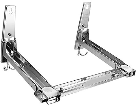 Edelstahl Mikrowellenhalterung wiederverwendbar klappbar Wandhalterung mit zwei Haken for Microwave Oven rack Silber 22 * 22 * 29.5 cm