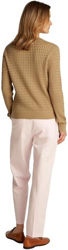 Tommy Hilfiger Damen Pullover Cable Fine Zopfstrick, Beige (Safari Canvas), S
