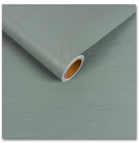 CRE8TIVE Papier peint autocollant en vinyle effet bois vert pâle effet bois vintage texturé effet bois pour cuisine salon 30 cm x 200 cm