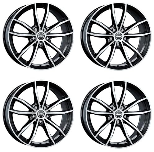 4x Rial Felgen Alufelgen X12 7.5Jx18 ET51 5x112 diamant-schwarz frontpoliert kompatibel mit SKODA Octavia