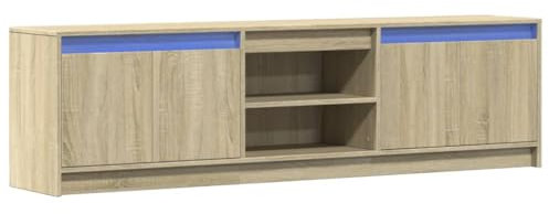 vidaXL Meuble TV avec LED chêne Sonoma 180x34x50 cm Bois d'ingénierie, Banc TV, Meuble HiFi, Centre de Divertissement, Buffet TV, Meuble multimédia