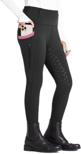 FitsT4 Sports Pantalones de equitación para niñas Leggings de equitación Revestimiento Completo de Silicona Pantalones de equitación de Cintura Alta