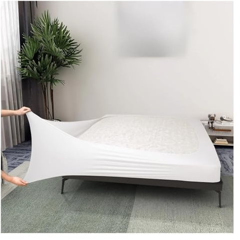 VONCYKI Boxspringabdeckung, Queen-Size-Größe, dehnbar, um 4 Seiten der Boxspringbett, Alternative für Bettrock Twin/Full/Queen/King (Weiß, Queen)