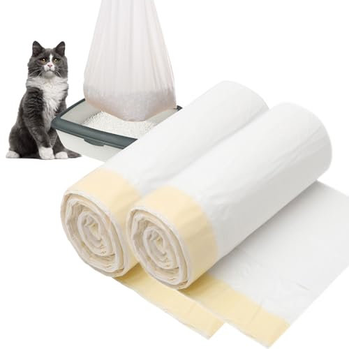 APOMOONS bolsas arenero gatos 40 piezas bolsa de arena para gatos con cordón engrosado bolsa arenero gato Resistente al desgarro Fuerte capacidad de carga 79×45cm