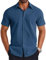 COOFANDY Men's Summer Short Sleeve Shirt Button Down Casual Shirts for Men UK Regular Fit Navy Blue L