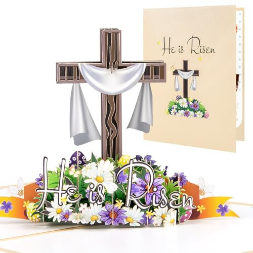 CNLITIHEKA Pop Up Osterkarte, Frohe Osterkarten, Religiöse Sympathiekarte, für Kinder Familie Freunde, Inklusive Umschlag.