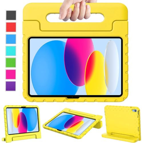 KNEKT Shockproof Kids Case for iPad 11th Generation A16 11 2025, 10th Generation 10.9 2022 & iPad Air 11'' 2024, iPad 10th/11th Gen Tough Case Lightweight with Stand and Convertible Handle (Yellow)