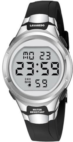 Timever Damen Armbanduhr mit Silikonband,Digitaluhr mit Alarm,Stoppuhr,Datum,Licht L6662S