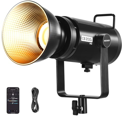 NEEWER 210W COB LED Videoleuchte mit 2,4 G/APP teuerung, 2700K-6500K Zweifarben Dauerlicht Leistung für Studiofotografie mit Bowens Halterung, 90000Lux/1m, CRI/TLCI97+, GM ±50, CB200B PRO