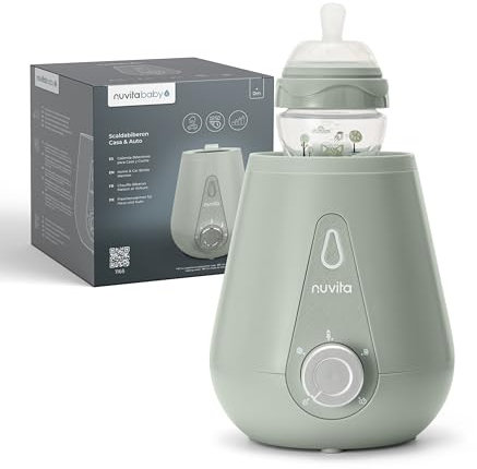 Nuvita 1165 | Scalda Biberon Neonato Casa e Auto | Scaldabiberon da Viaggio | Scaldabiberon Veloce | Scalda Latte Neonato | Scalda Pappa Neonato | Riscalda Alimenti - Sage Green
