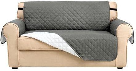 Astis Sofabezug 4 Sitzer wasserdichte Sofa Überzug mit rmlehnen,Waschbar Sofaüberwurf, Sofadecken für Sitzfläche, Sofaüberwurf, Geeignet für Kinder, Haustiere, Hunde, Katzen (Grau)