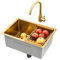 60x40cm Fregadero De Cocina De Acero Inoxidable oro, Un Seno Con Grifo, Fregadero Bajo Encimera o Sobre Encimera, Con Sifón Y Filtro De Drenaje, con Sifón, Dispensador de Jabón y Juego de Desagüe