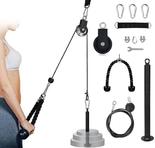 TINMAGI Fitness Latzug Arm-Krafttraining, Trizepsseil Kabelzug Unterarmtrainer Pulley System Latzugmaschine, Trainingsgerät DIY, Fitnessgeräte für Zuhause Sportgerät Riemenscheibe Kabelmaschine