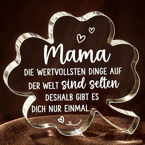 Encoink Weihnachtsgeschenke für Mama, Geschenke für Mama Weihnachten und Geburtstag – Glücksklee Acryl Deko, Geschenk Mutter von Tochter Sohn, Muttertagsgeschenk