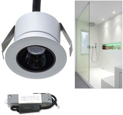 Mini Faretto Bianco Incasso LED 3W CCT da 2700K a 4000K Luce SPOT 26 Gradi Box Doccia Nicchia Bagno IP44 Vetrine, Espositori, Mensole, Ripiani, RA90 alimentazione 230V