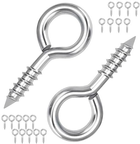 Ctyjia 20Pcs Eye Hooks, Screw in Hooks Eye Bolts, 27mm(1.06) Self Tapping Eyelet Screws for Hanging DIY Craft, Securing Cables, Hanging Lights