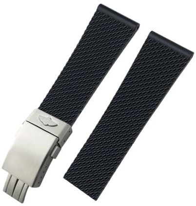 BWBVHRHZY 20 mm 21 mm 22 mm 23 mm 24 mm geflochtenes Silikon-Gummi-Armband, passend for Breitling, passend for Superocean Navitimer Avenger, passend for Longines Uhrenarmband