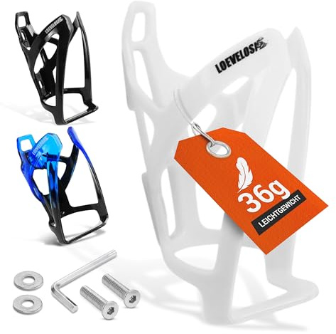 LOEVELOSI Flaschenhalter Fahrrad Weiß – Getränkehalter Kunststoff | Ultraleichter Trinkflaschenhalter (36 g) für Rennrad, MTB, Gravel & E-Bike – für Flaschen 7,5–10,5 cm, inkl. Schrauben