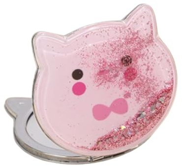 JchEnye Miroir compact, mini miroir de courtoisie pliable pour chats, à main, petitde courtoisie compact double face, camping, voyage, 7 x 7,5 cm (rose)
