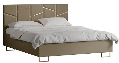 4ALL HOME Polsterbett Arctis 120/140/160/180/200x200 cm mit Bettkasten und Lattenrost – Designerbett – Komfortbett mit Stauraum – Mettalrahmen mit Gasdruckfedern (Royal 05 Cappuccino, 160x200 cm)