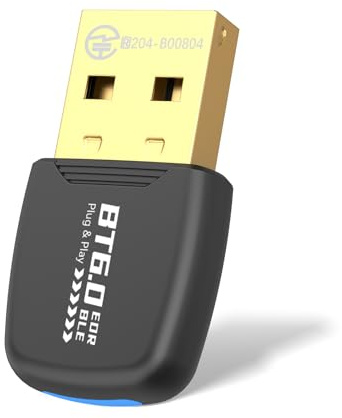 VYVIYON Bluetooth 6.0 Adapter USB Bluetooth Dongle for PC Windows 11/10/8.1 | Plug & Play Bluetooth Receiver for Keyboard/Mouse/Headphone/Speakers/Printer, EDR & BLE Modes, Long Range