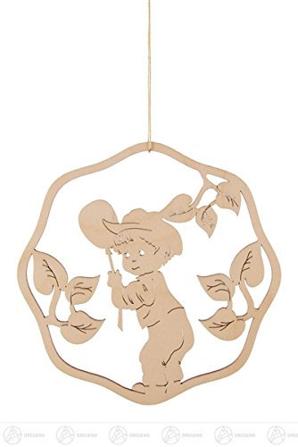 Rudolphs Schatzkiste Fensterbild „Stubsi mit Schubkarre“ - Fensterdeko – Fensterschmuck – Holz – Ostern & Frühjahr – Handarbeit aus dem Erzgebirge - NEU