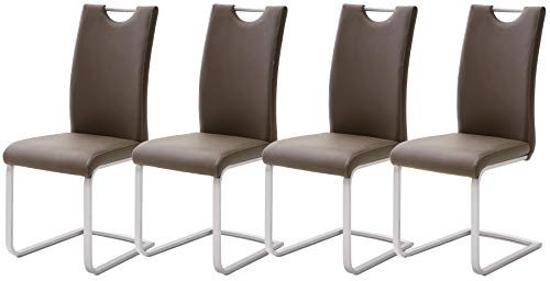 Robas Lund Esszimmerstühle 4er Set Braun Schwingstuhl-Set, Stuhl bis 120 kg belastbar
