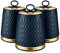 Tower T826091MNB Empire Kitchen Storage Canisters, Tea, Coffee, Sugar, Set of 3, Midnight Blue