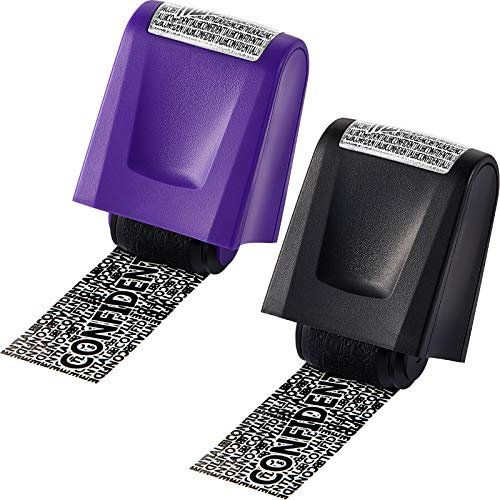 2 Stück Identitätsstempel zur Diebstahlprävention, Identitätsschutz-Stempel auf Rolle, groß (Schwarz und Violett, Mittel)