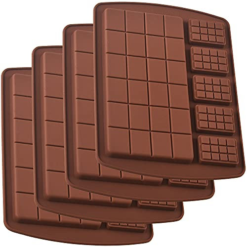 homEdge Break-Apart - Molde de chocolate, 4 paquetes de silicona para proteínas y barritas energéticas para caramelos, ganache pralines