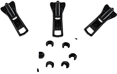 Soluzione di riparazione con cerniera - # 3 cursori in vislon stampati con top stop inclusi - Colore: nero (3 cursori per confezione) Made in United States