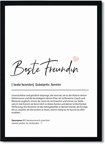 Urhome Kunstdruck Definition Beste Freundin ohne Bilderrahmen in DIN A4 - Worterklärung wie im Duden Lexikon Wandbild Wanddeko mit Spruch für Wohnung Familie Freunde Geschenk