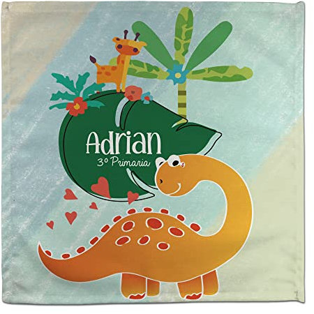 Dino servietten. Personalisierte Servietten mit Namen/Schuljahr. Kinder. Stoff. Schule und Kindertagesstätte. Schulanfang Geschenk. Kind Dino Giraffe