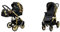 BabyLux Color Lux 2-in-1 Baby Kinderwagen Tief und Kinderwagen mit Zubehör Verstellbar und faltbar Aluminiumkonstruktion Wasserdichte Nicht abnehmbare Räder Gold Jungle Gold Frame