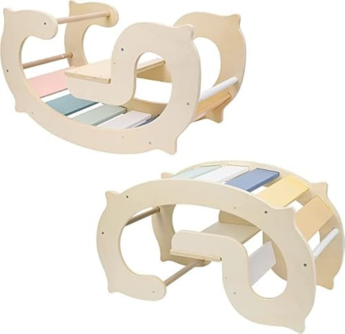 Labebe Montessori Kletterbogen,Spezielles Makrone Kletterdreieck für Kinder,2 in 1 Klettergerüst & Schaukelpferd holz indoor ab 1 jahr