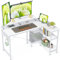 ODK Eckschreibtisch, Schreibtisch Weiß mit Reversibel Regal, L Förmiger Schreibtisch mit Monitorständer, Gaming Tisch mit Bücherregal Computertisch für Heimbüro, (Weiß, 120x80x88cm)