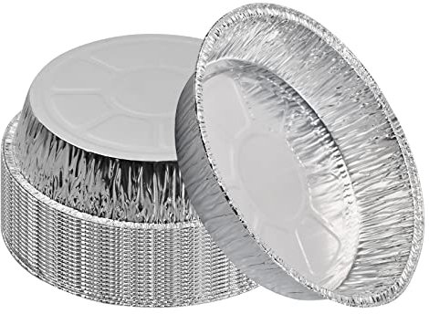 20 Piezas de Bandejas de Papel de Aluminio de 8 Pulgadas, Contenedor de Papel de Aluminio Desechables Redondo para Freidora de Aire para Cocinar u Hornear Pasteles Pequeños, Tartas