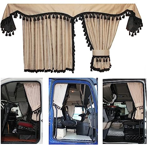 LKW Gardinen Cab Curtain Vorhang für Actros MP5 und MP4, beige-schwarz