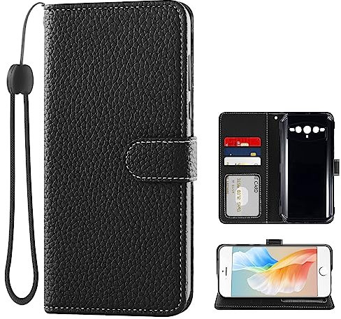 Auotu Custodia with protezione della lente Case PU Pelle Flip Magnetica Custodiar Protettiva Portafoglio Cover Per DOOGEE V30 / Doogee V30T / DOOGEE S100 Smartphone (Nero)